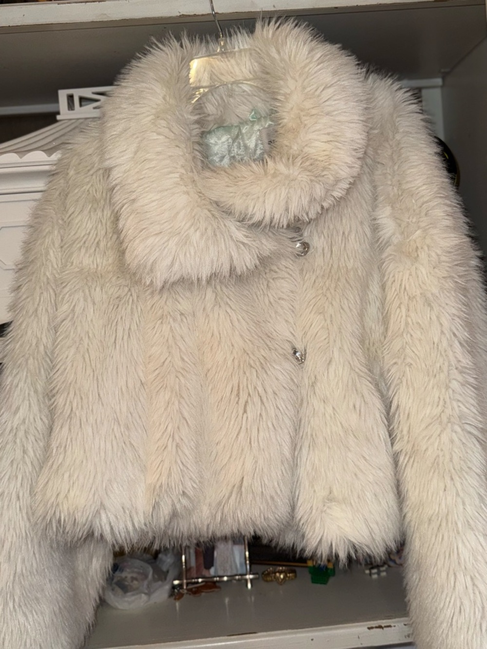 Maeve Anthropologie Large L faux fur jacket with 2 buttons - Picture 2 of 4
